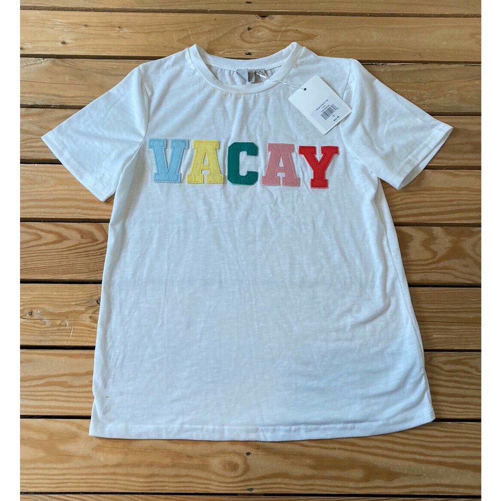 NWT Emberley Women’s Ivory Vacay Graphic T Shirt S